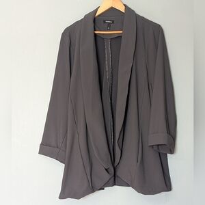 Torrid Boyfriend Blazer Open Front Women's Charcoal Gray 3/4 Cuffed Sleeves